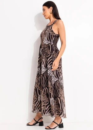 Quintess - Vestido Animal Print em Tule com Elastano - QUINTESS