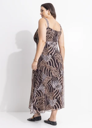 Quintess - Vestido Animal Print em Tule com Elastano - QUINTESS