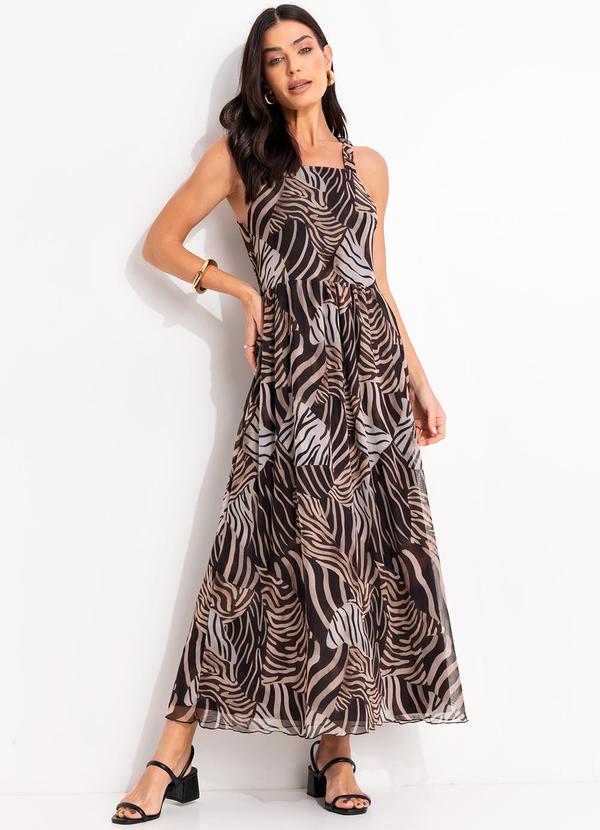 Vestido (Animal Print) em Tule com Elastano