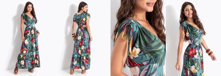 Vestido Arara Tropical em Malha Texturizada