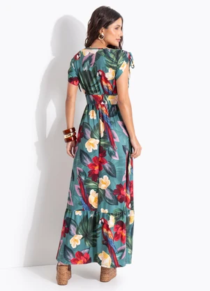 Quintess - Vestido Arara Tropical em Malha Texturizada - QUINTESS