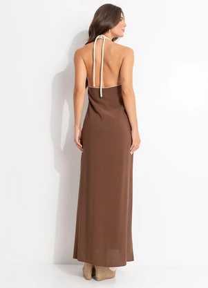 Farm - Vestido Artesanal Corneli Esplendor Marrom - FARM