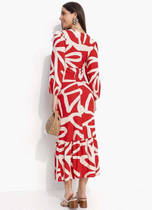 Quintess - Vestido Artístico Vermelho em Malha de Viscose 3