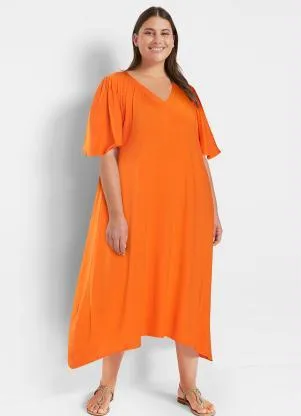 bonprix - Vestido Assimétrico Laranja - BONPRIX
