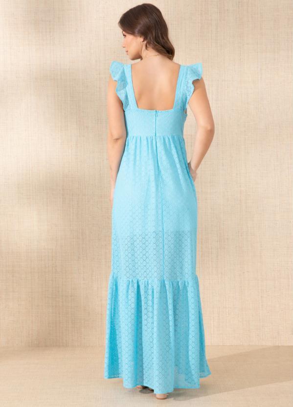 Quintess - Vestido Azul Claro com Babado nas Alças 2