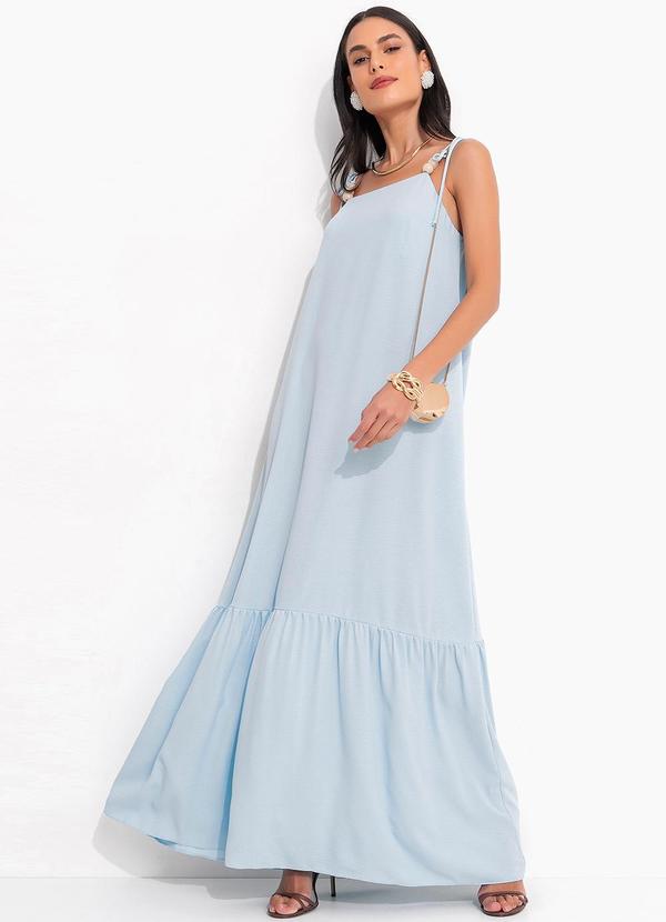 Quintess - Vestido Azul Claro em Crepe Plano 3
