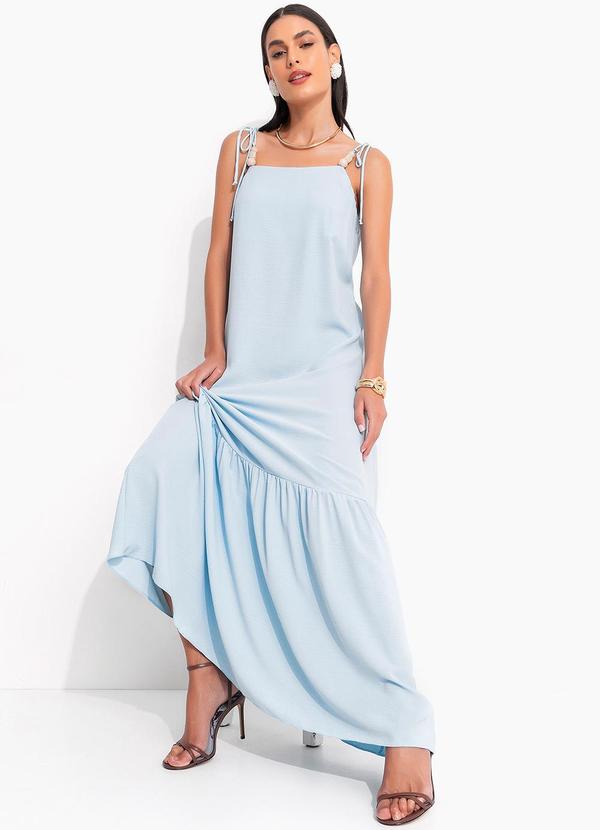 Quintess - Vestido Azul Claro em Crepe Plano 4