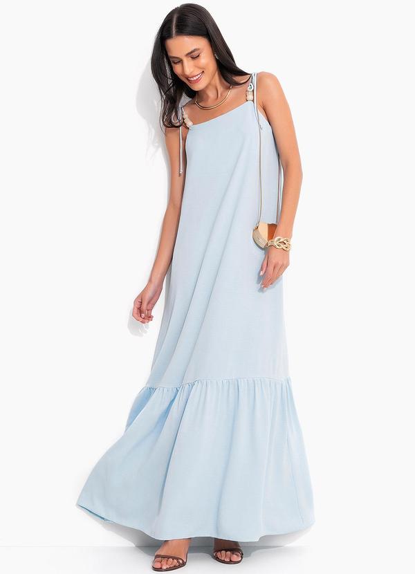 Quintess - Vestido Azul Claro em Crepe Plano 5
