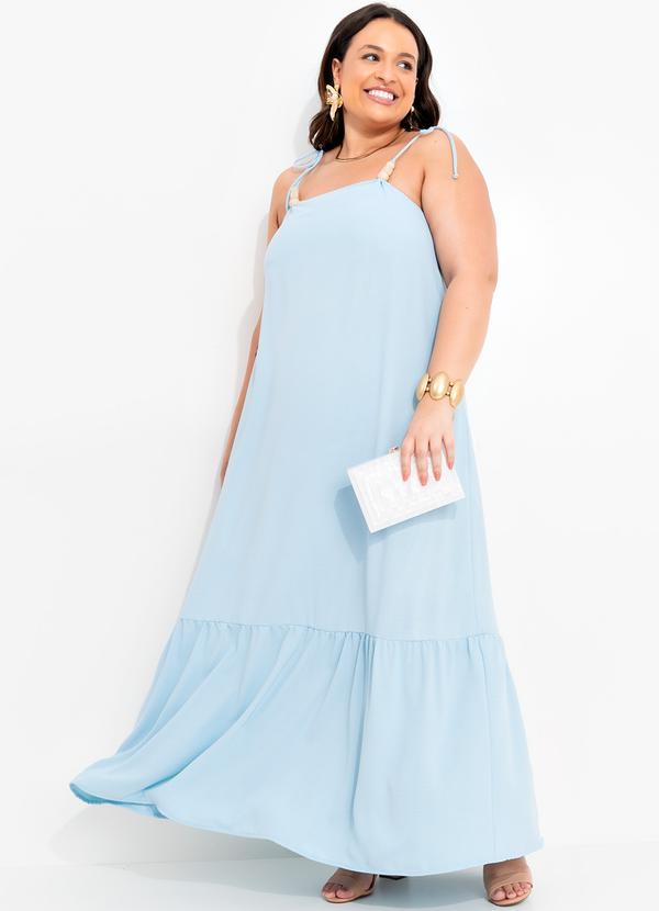 Quintess - Vestido Azul Claro em Crepe Plano 8