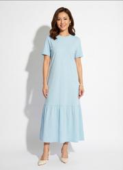 Vestido Azul Claro em Malha de Algod�o