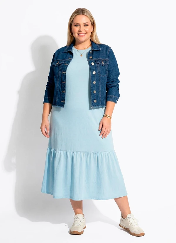 Quintess - Vestido Azul Claro em Malha de Algodão 10