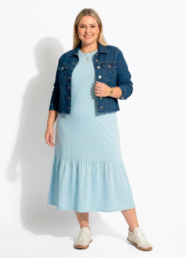 Quintess - Vestido Azul Claro em Malha de Algodão 7