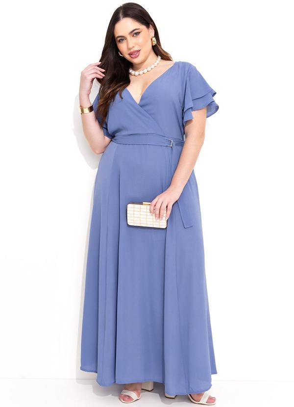 Quintess - Vestido Azul em Crepe Plano 12