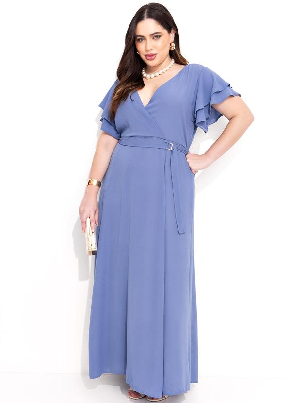 Quintess - Vestido Azul em Crepe Plano 14