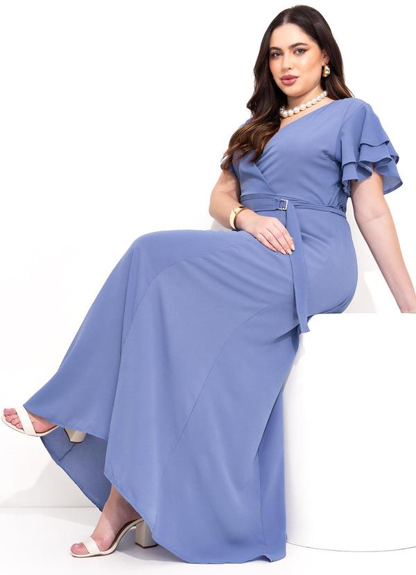 Quintess - Vestido Azul em Crepe Plano 15