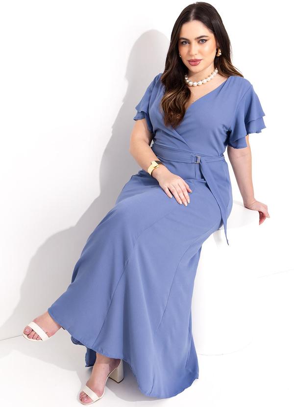 Quintess - Vestido Azul em Crepe Plano 16