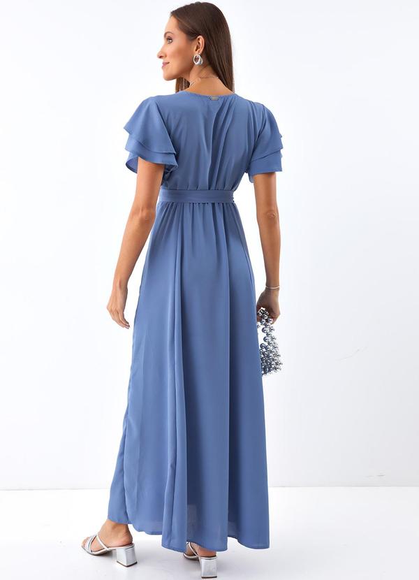 Quintess - Vestido Azul em Crepe Plano 3