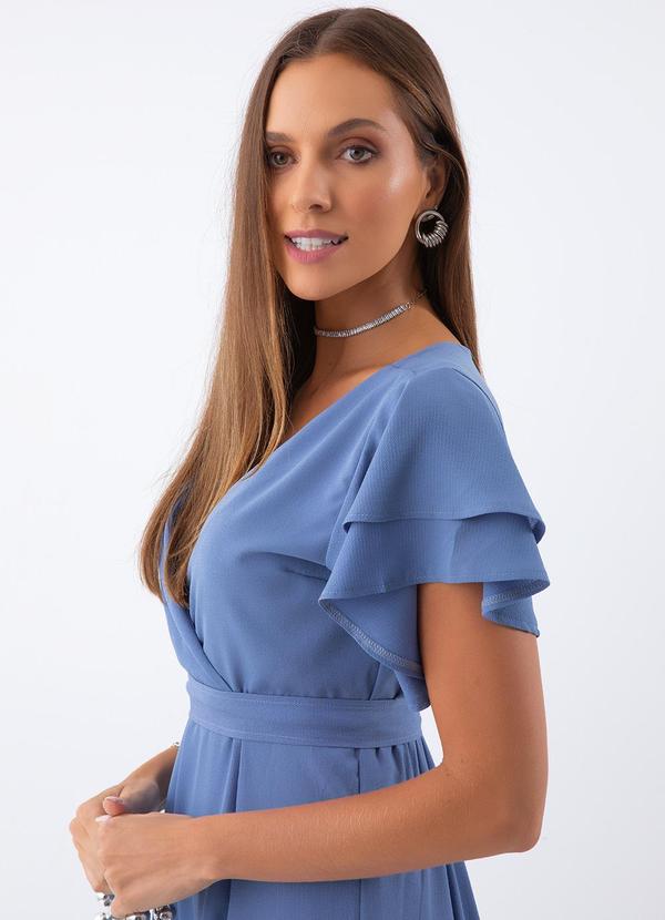 Quintess - Vestido Azul em Crepe Plano 5