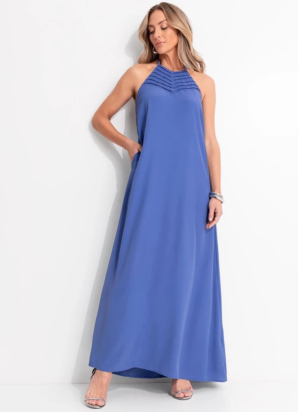Quintess - Vestido Azul em Crepe Plano 10