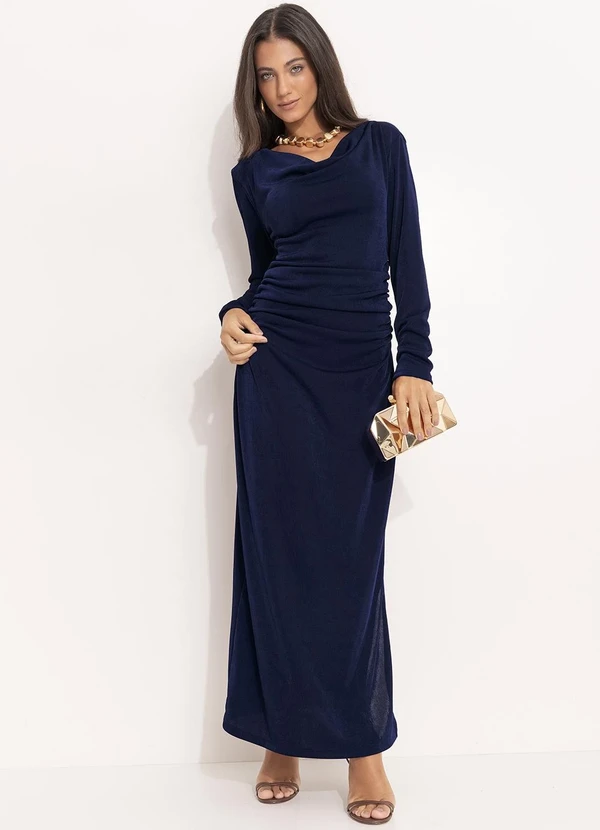 Quintess - Vestido Azul Escuro em Malha Flow