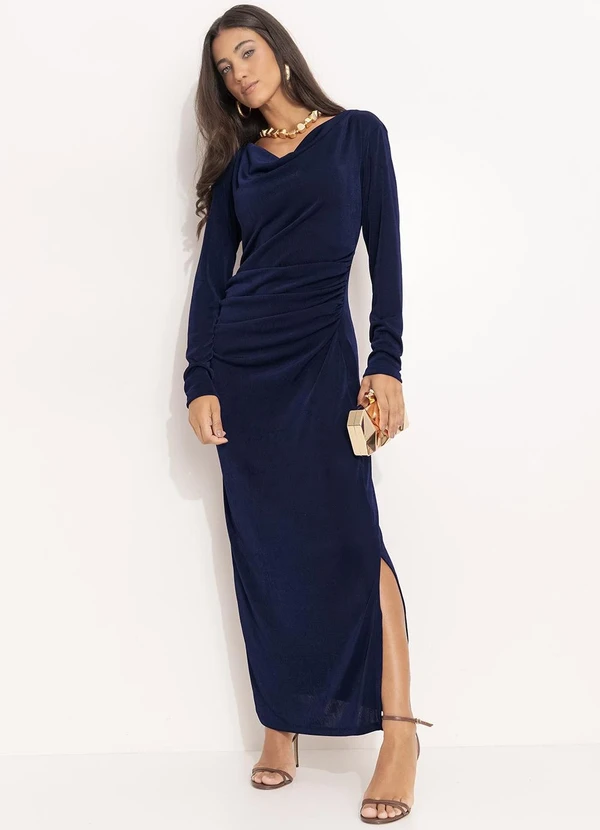 Quintess - Vestido Azul Escuro em Malha Flow 2