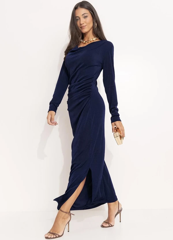 Quintess - Vestido Azul Escuro em Malha Flow