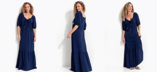 Vestido Azul Marinho em Air Flow