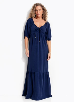 Quintess - Vestido Azul Marinho em Air Flow - QUINTESS