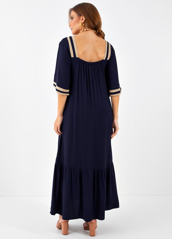 Quintess - Vestido Azul Marinho em Alfaiataria Viscose 2