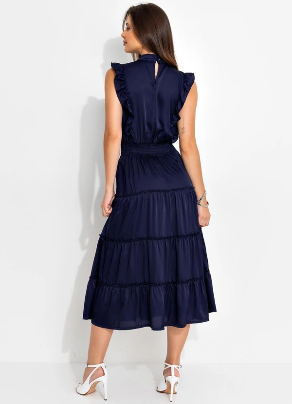 Quintess - Vestido Azul Marinho em Cetim 3