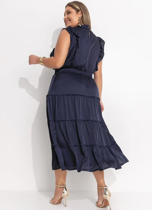 Quintess - Vestido Azul Marinho em Cetim 8