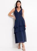 Vestido Azul Marinho em Chiffon