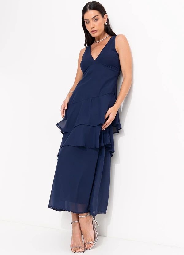 Quintess - Vestido Azul Marinho em Chiffon 5