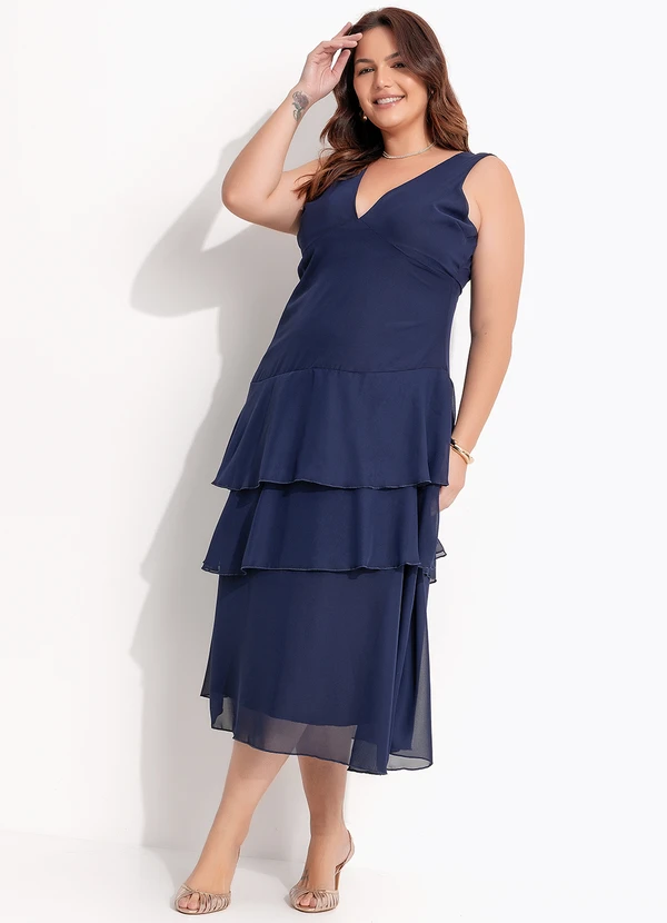 Quintess - Vestido Azul Marinho em Chiffon 3