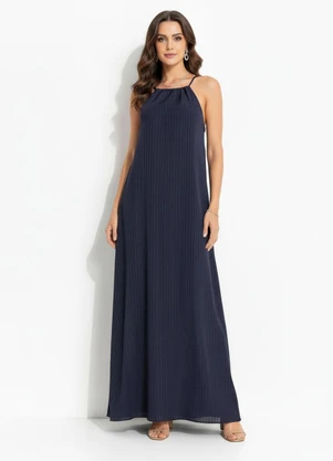 Vestido Azul Marinho em Chiffon Quintess