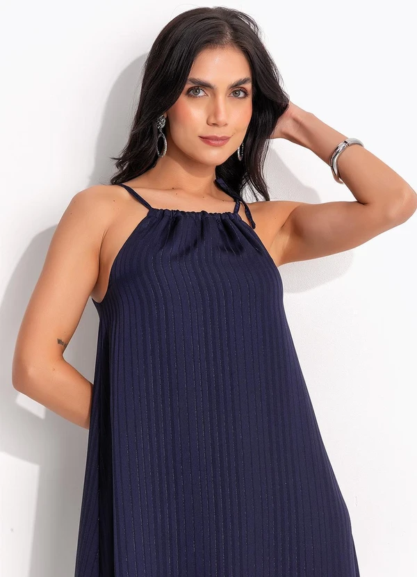 Quintess - Vestido Azul Marinho em Chiffon 10