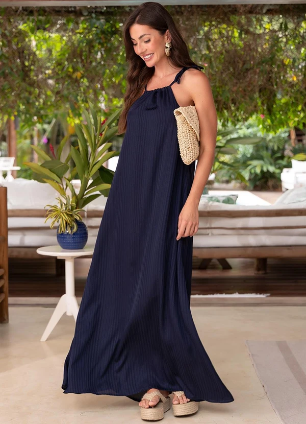 Quintess - Vestido Azul Marinho em Chiffon 16