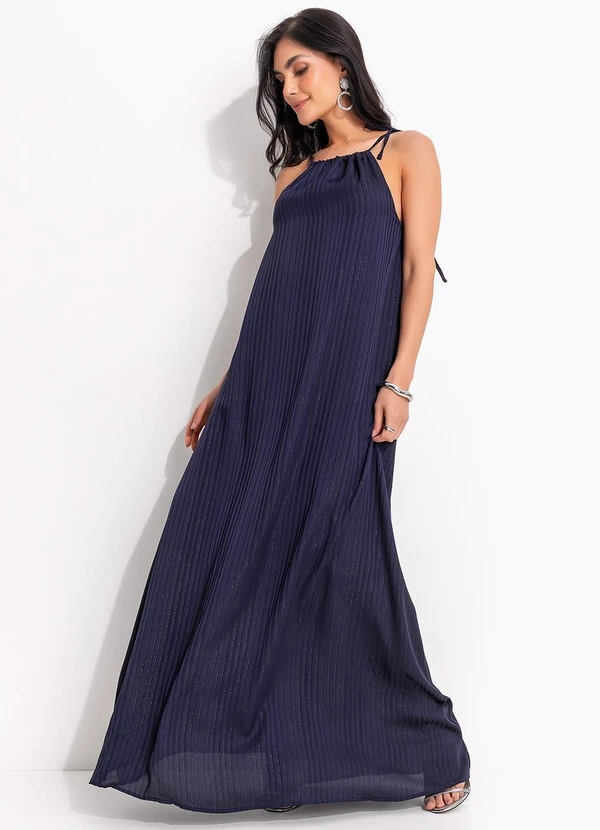 Quintess - Vestido Azul Marinho em Chiffon 12