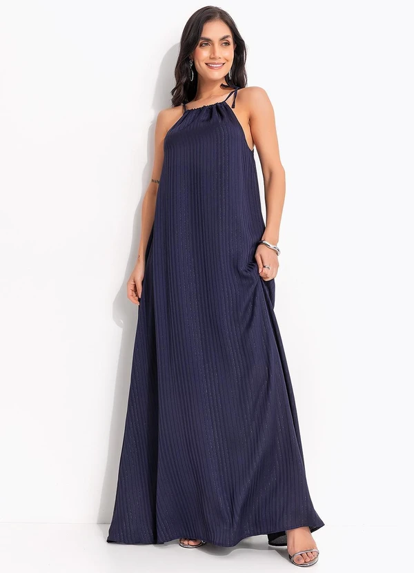 Quintess - Vestido Azul Marinho em Chiffon 11