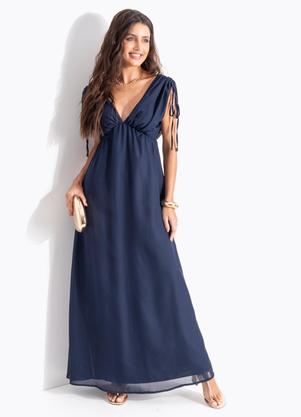 Vestido Azul Marinho em Chiffon