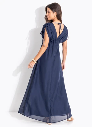 Quintess - Vestido Azul Marinho em Chiffon - QUINTESS