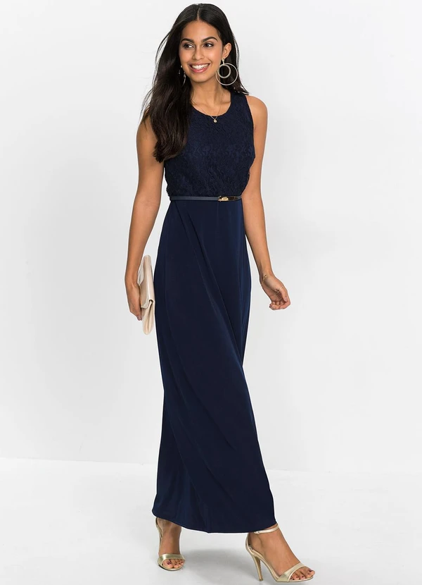 bonprix - Vestido Azul Marinho em Malha de Viscose 3