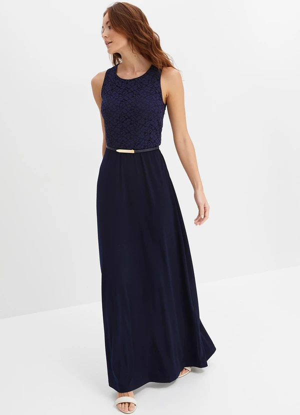 bonprix - Vestido Azul Marinho em Malha de Viscose 5