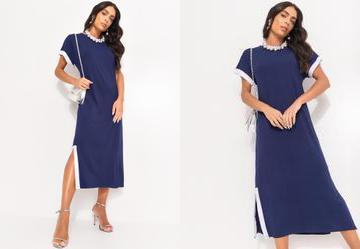 Vestido Azul Marinho em Malha de Viscose