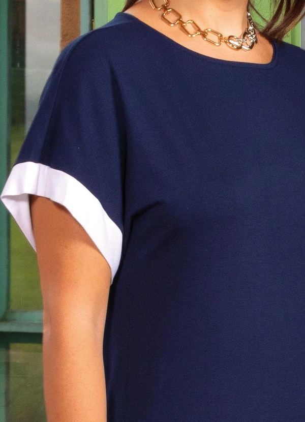 Quintess - Vestido Azul Marinho em Malha de Viscose 4