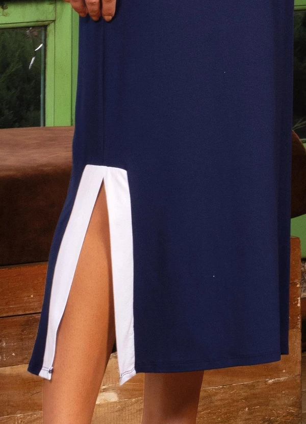 Quintess - Vestido Azul Marinho em Malha de Viscose