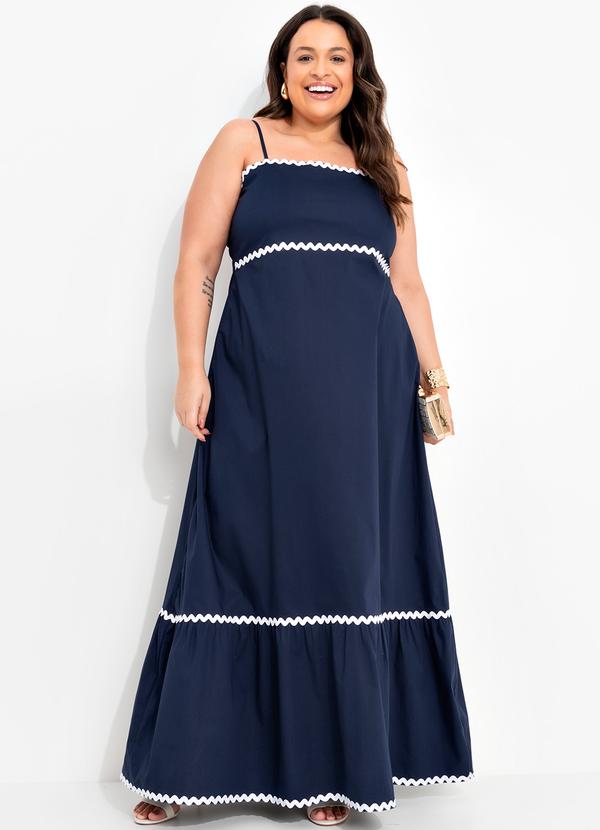 Quintess - Vestido Azul Marinho em Tricoline 6