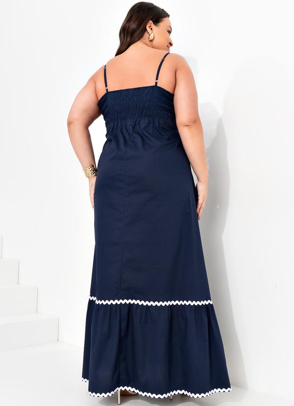 Quintess - Vestido Azul Marinho em Tricoline 7