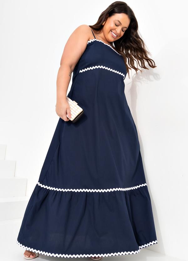 Quintess - Vestido Azul Marinho em Tricoline 8