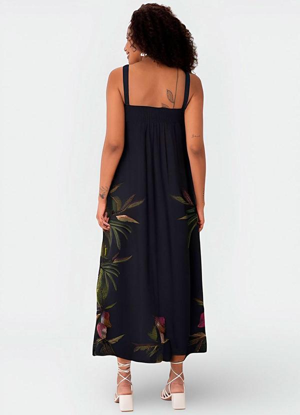 Malwee - Vestido Azul Marinho Longo Tropical 2